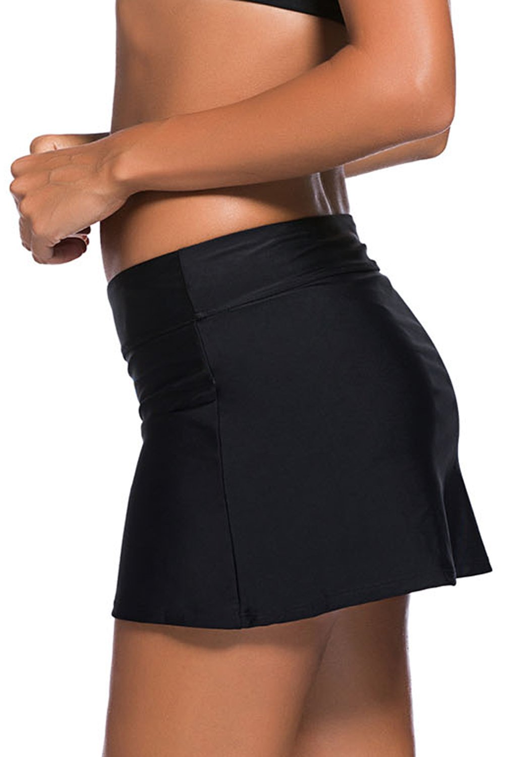 Plus Size Black Skirted Swim Bikini Bottom