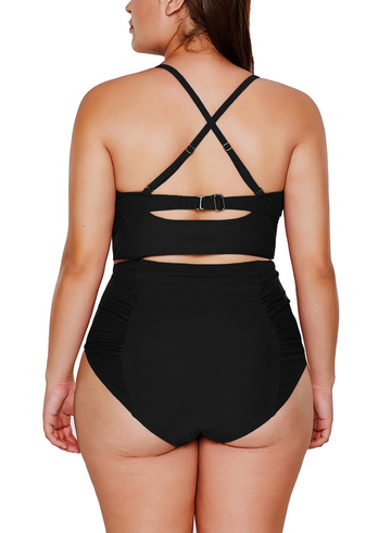 Strappy Neck Detail High Waist Bikini Swimsuit