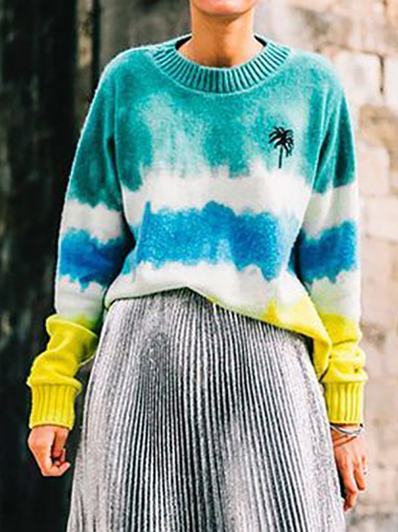 Multi Color Long Sleeve Casual Sweater