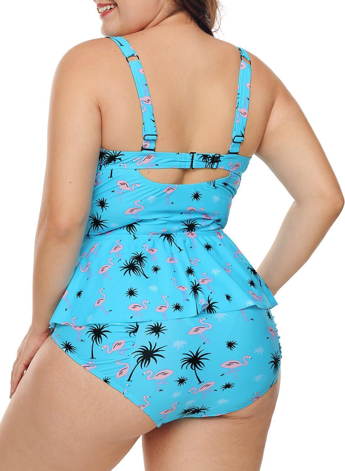 Ruffled Floral 2pcs Underwire Tankini Set