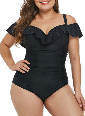 Ruched Ruffle One Piece Swimsuit