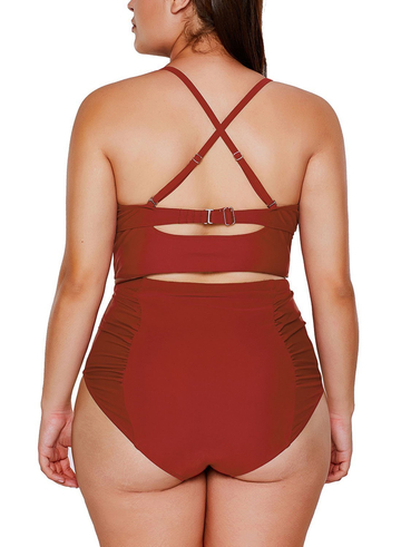 Strappy Neck Detail High Waist Bikini Swimsuit