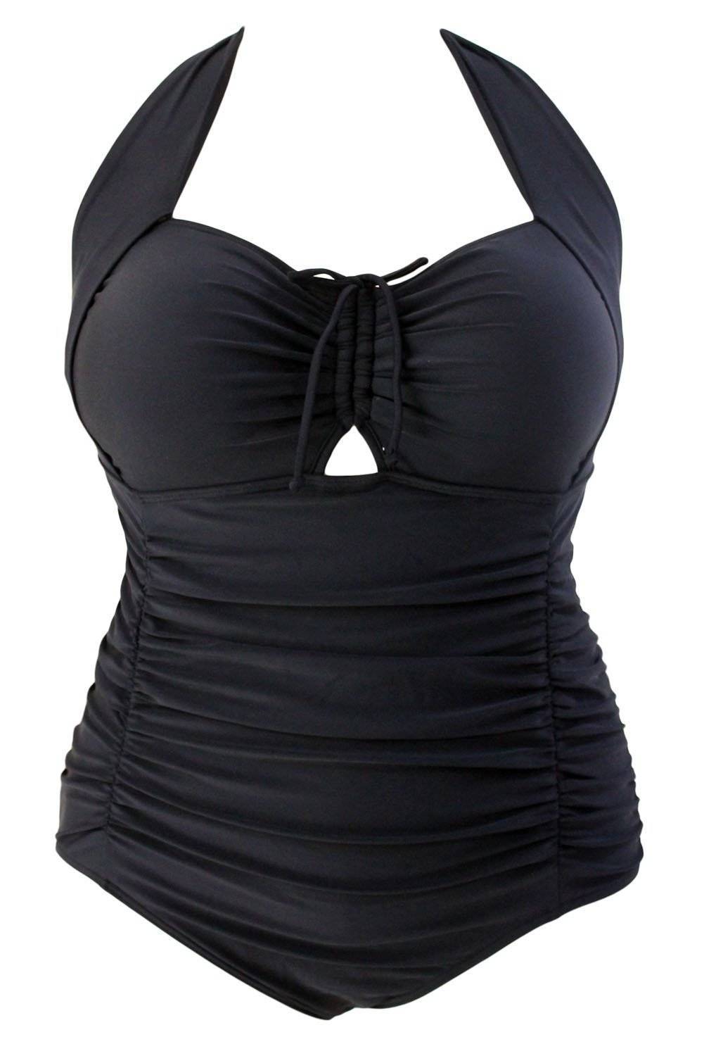 One Piece Swimwear Retro Vintage Floral Monokini Swimsuits Plus Size