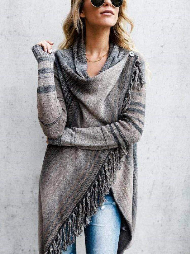 Loose Stripe Long Sleeve Women's Knitwear