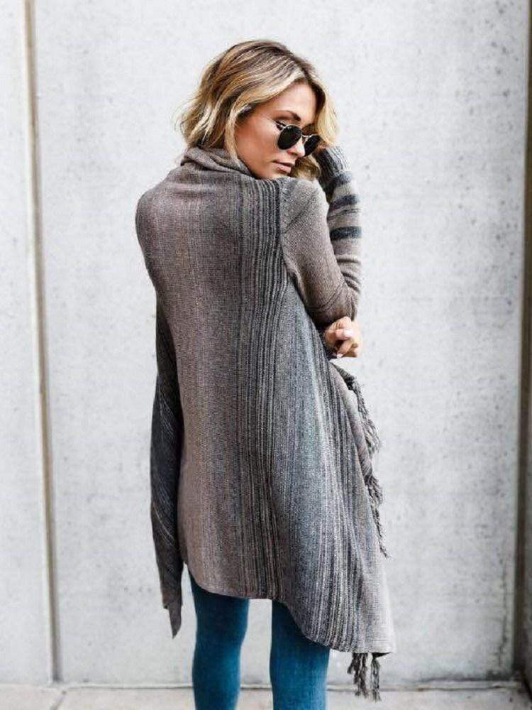 Loose Stripe Long Sleeve Women's Knitwear