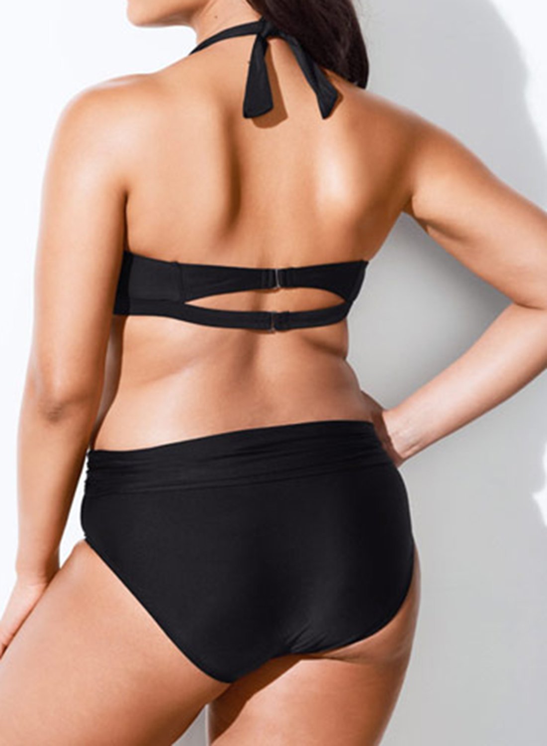 DIVA BLACK HALTER BIKINI WITH FOLDOVER BRIEF