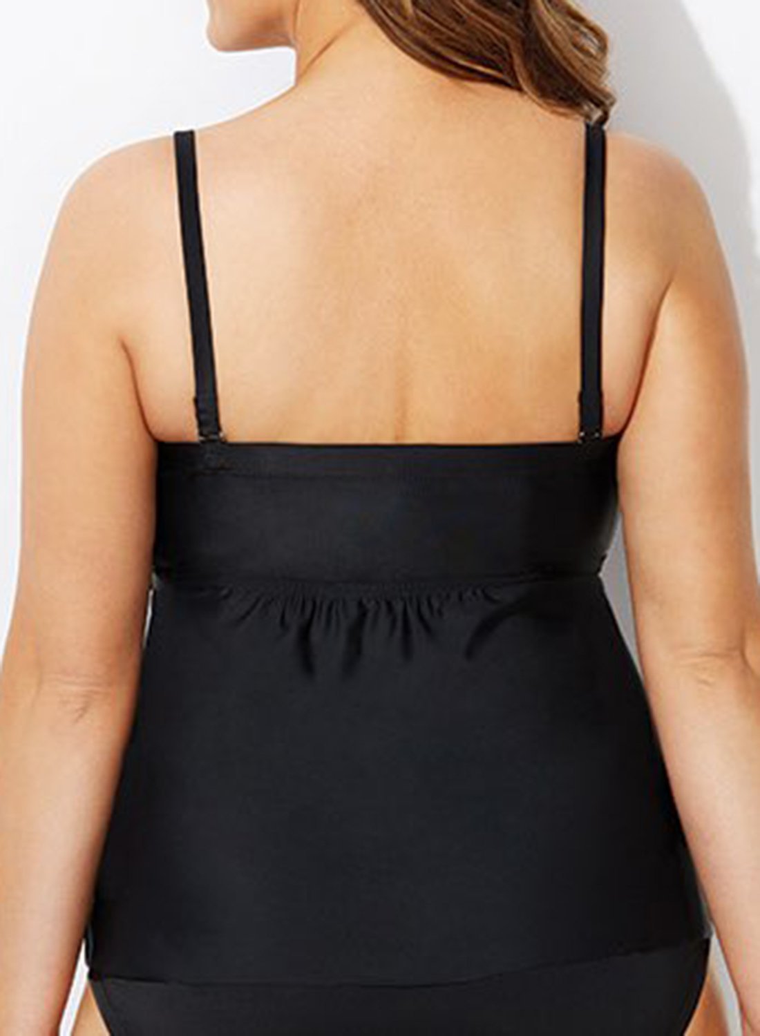 BLACK SMOCKED BANDEAU TANKINI TOP and panty