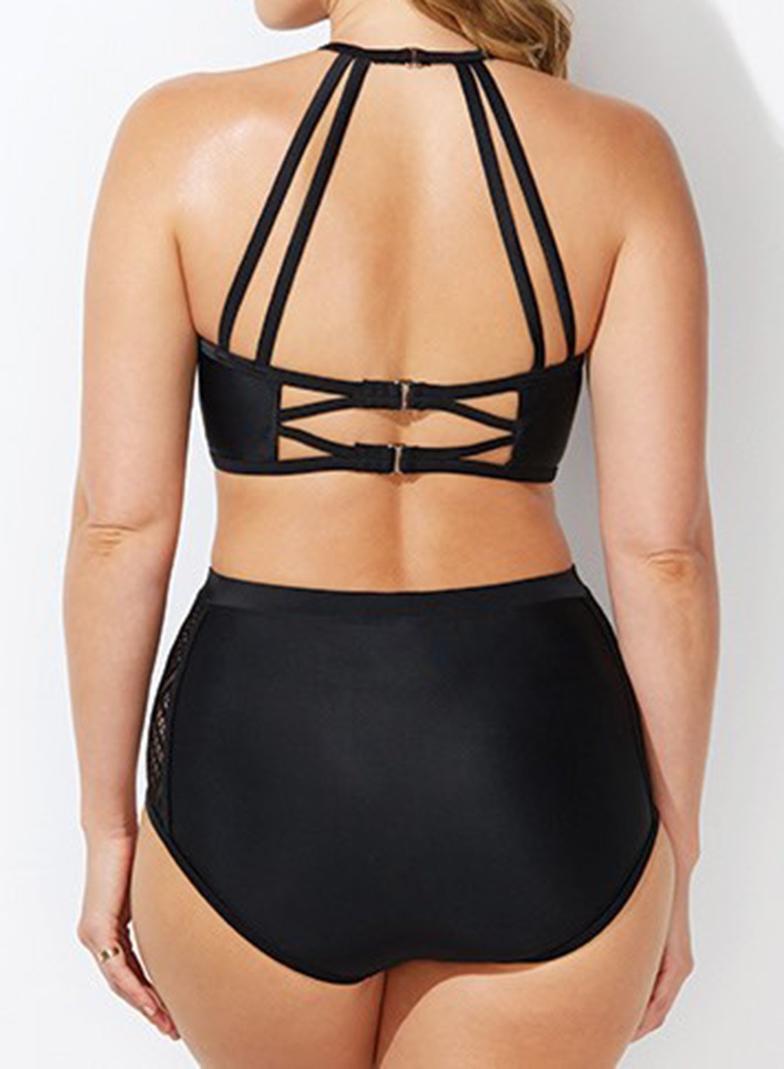 CHARLATAN BLACK CROCHET HIGH NECK BIKINI