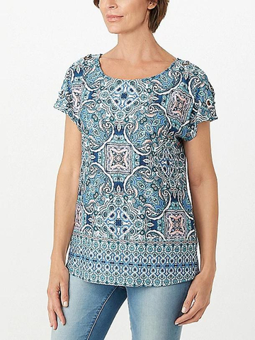 Medallion Cold-Shoulder Top