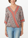 Medallion Bubble-Hem Wrap Top