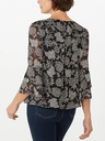 Floral Ruffle-Sleeve Bubble-Hem Top