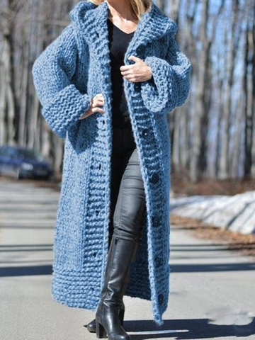 Solid Medium-length Jumper Cardigan