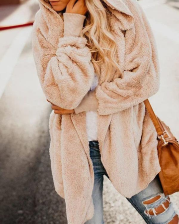 Sleeve Fuzzy Long Sleeve Sweet Pockets Cashmere Teddy Bear Coats