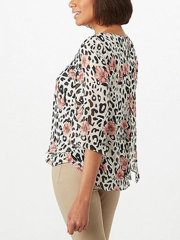 Floral Animal-Printed Poncho