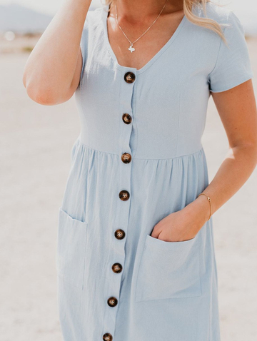 Sunshine Girl Union Button Pocket Dress