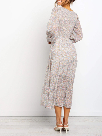 Pure Round Neck Floral Dress