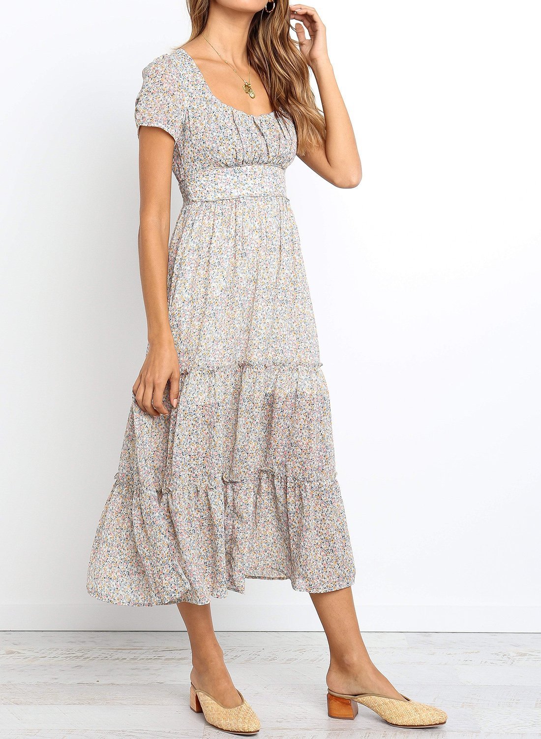 roman floral printed jacquard midi dress