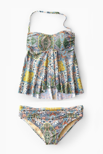 RETRO FLOWER OVERLAY TANKINI SET