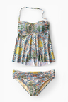 Retro Flower Overlay Tankini Set