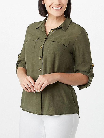 Solid Button-Upp Top