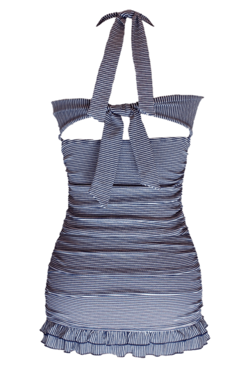 Open Back Ruched Halter Tankini Set