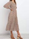 Round Neck Long Sleeve Tiered Midi Dress