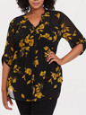 Emma - Black & Yellow Floral Chiffon Babydoll Tunic