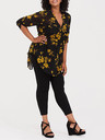 Emma - Black & Yellow Floral Chiffon Babydoll Tunic