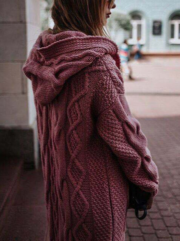 Women Long Cardigan Twist Knit