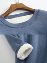 Casual Fleece-Blend Round Neck Solid Long Sweatshirt