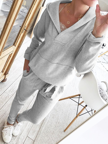 Hoodie Knitted Two Pieces Sets Suits