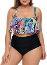 Tropical Flounce High Waisted 2pcs Bikini Set