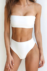 Bandeau High Cut High Waisted Bikini Swimsuit - Two Piece Set