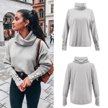 Casual Sleeves Button Sweater