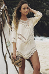 Boho Elbow Sleeve Hollow Out Crochet Tunic Cover Up