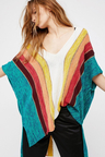 Rainbow Striped Batwing Sleeve Knit Tunic Cover Up