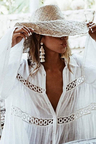 Leisure Flare Sleeve Crochet Openwork Trim Cover Up