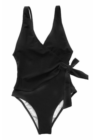 BACKLESS TIE FRONT ONE-PIECE SWIMSUIT