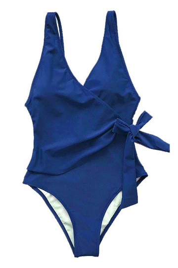 BACKLESS TIE FRONT ONE-PIECE SWIMSUIT