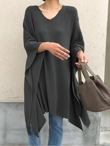 V-Neck Casual Ruffled Tunic