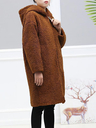 Brown Cotton Plain Long Sleeve Coats