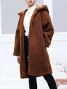 Brown Cotton Plain Long Sleeve Coats