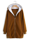 Plus Size Fluffy Long Sleeve Teddy Bear Zipper Hoodie & Jacket Coats
