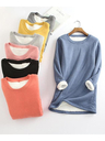 Casual Fleece-Blend Round Neck Solid Long Sweatshirt