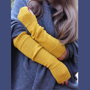 Solid Color Woolen Gloves with Arms