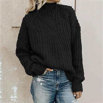 Casual Half High Neck  Knitted Sweater