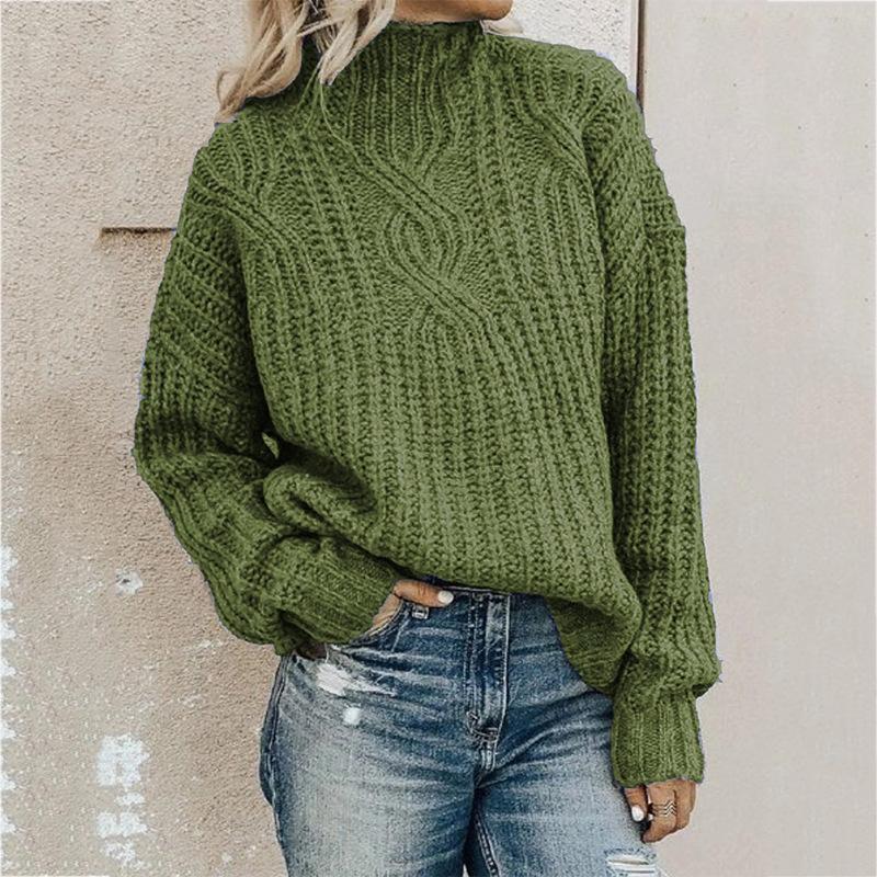 Casual Half High Neck  Knitted Sweater