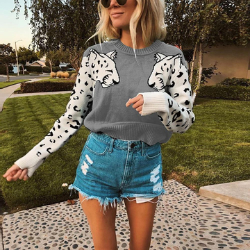 Chic Leopard Weaving Short Sweater