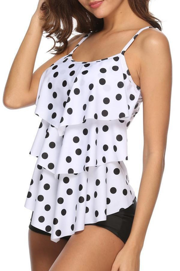 Multi-layer Dot Print Tankini Set