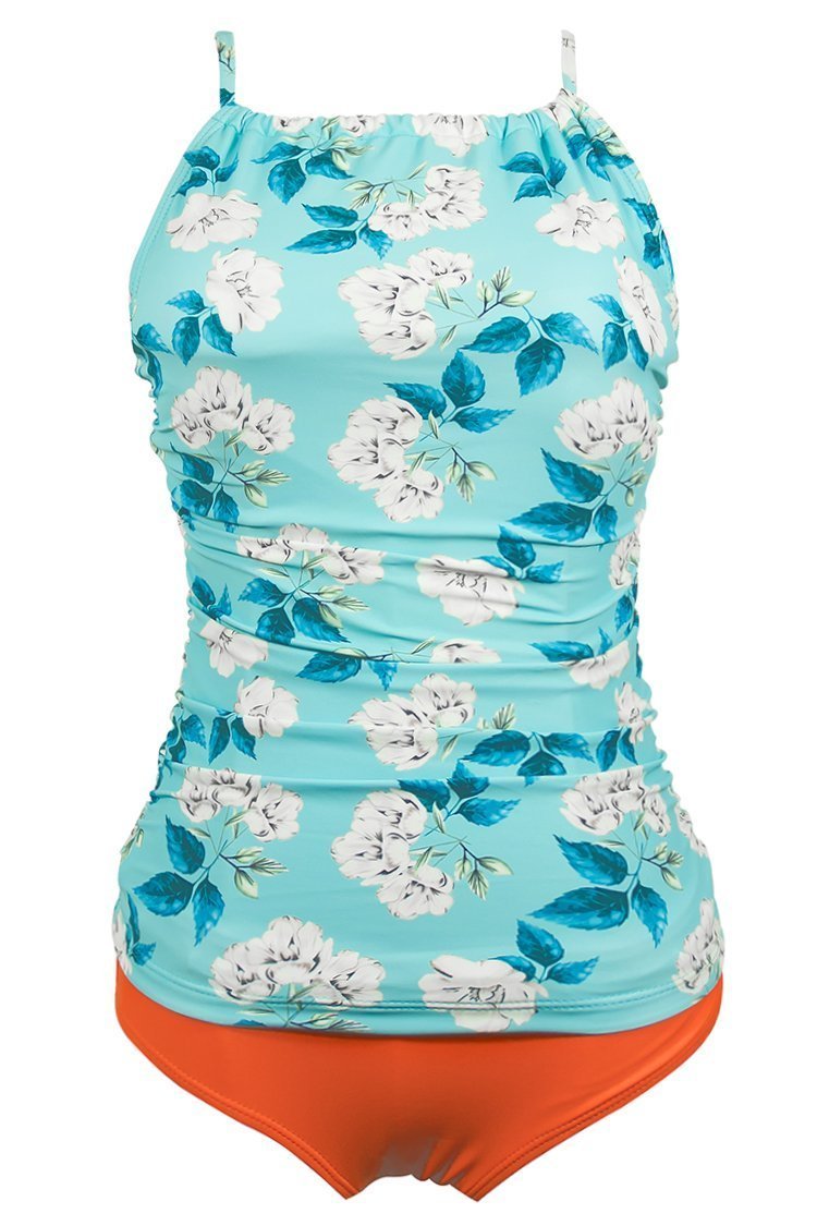 Blue Dream Flower Print Tankini Set